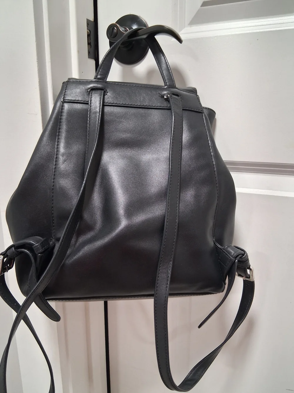 Michael Kors SADIE Black Leather Drawstring Backpack
